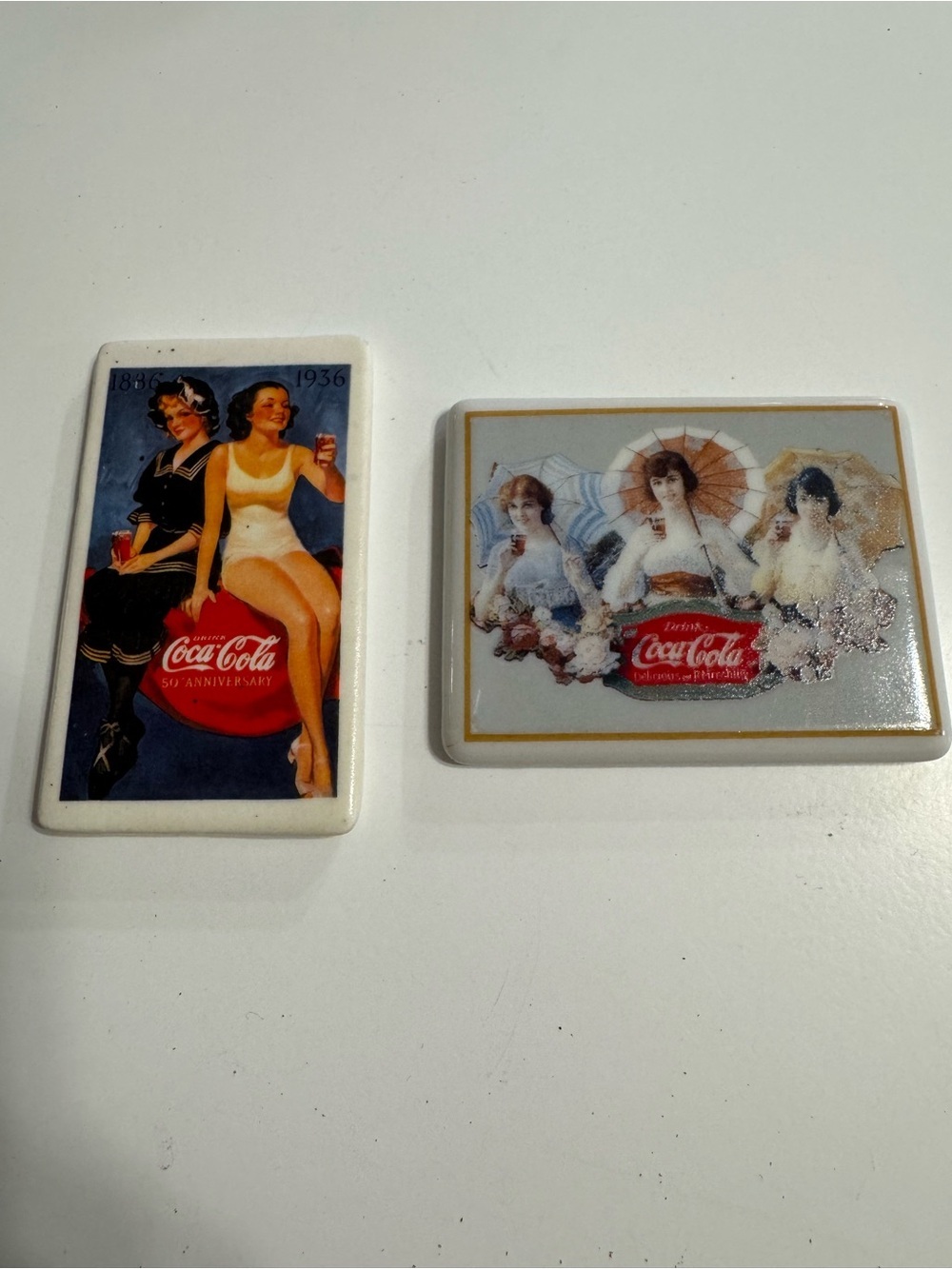 Vintage 1991 Coca-Cola White Rectangular Backing Collectible Magnets